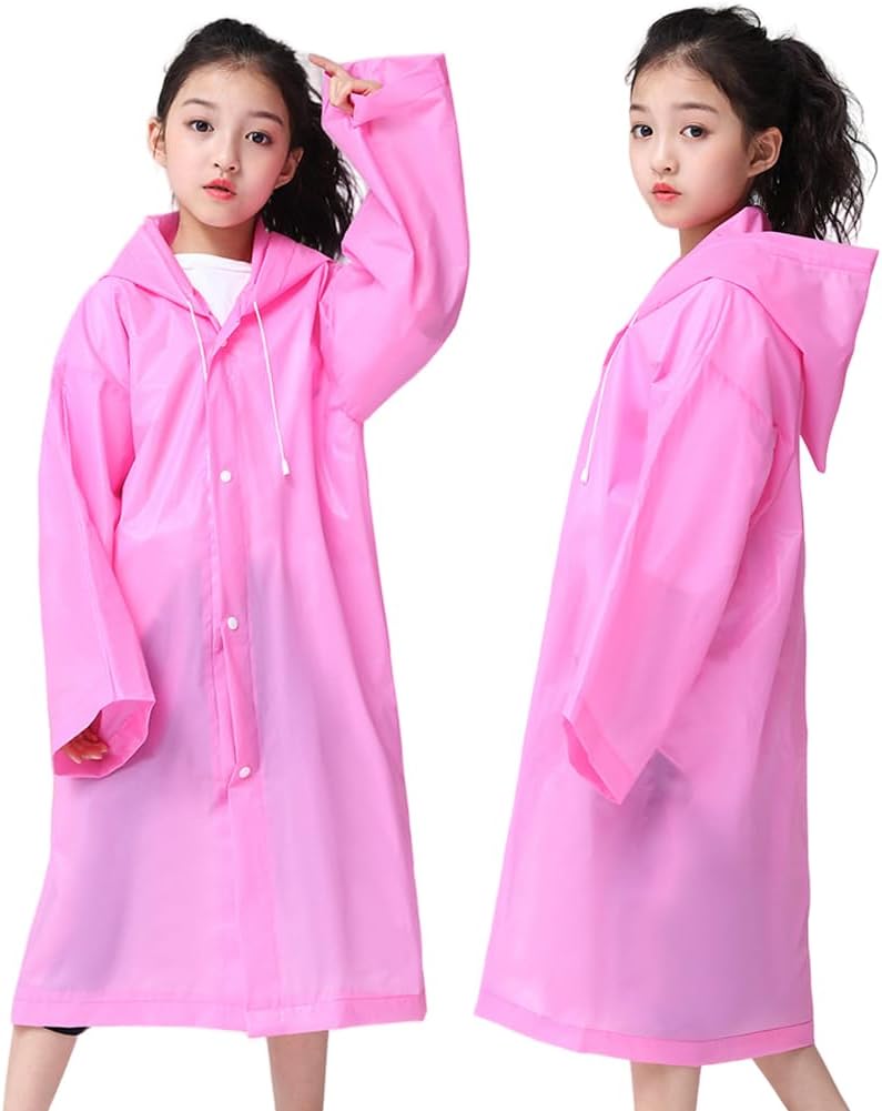 Aoyinfe Reusable Rain Poncho for Kids Durable Outdoor Jacket