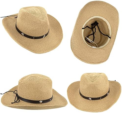 Vikodah Kids Cowboy Straw Hat for Boys Girls Summer Sun Protection