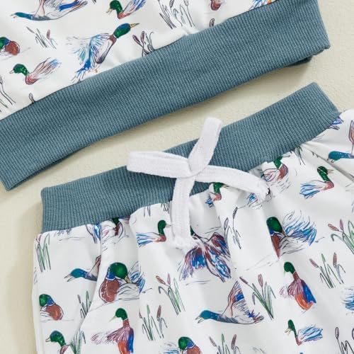 Pudcoco Toddler Fall Outfit Set - Mallard Duck Embroidery