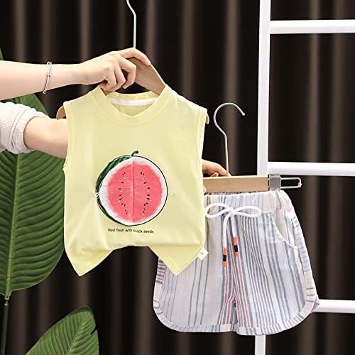 Summer New Sleeveless Watermelon Print T-Shirt Tie Shorts for Boy