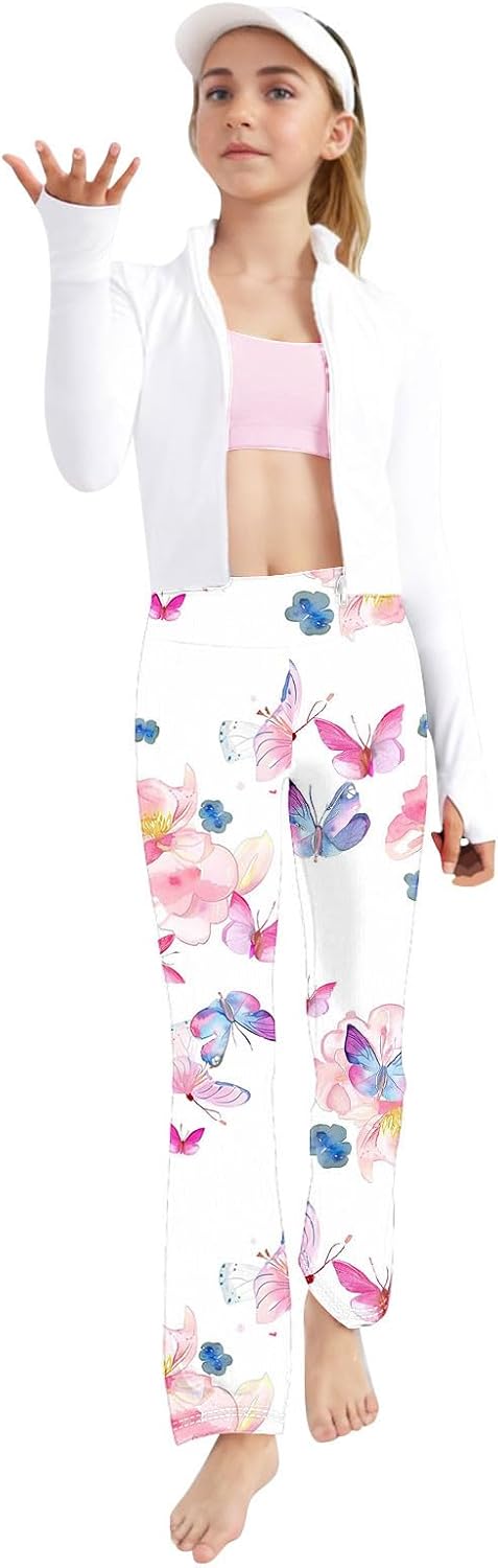 Floral Printed Straight Leg Yoga Pants for Toddler Girls