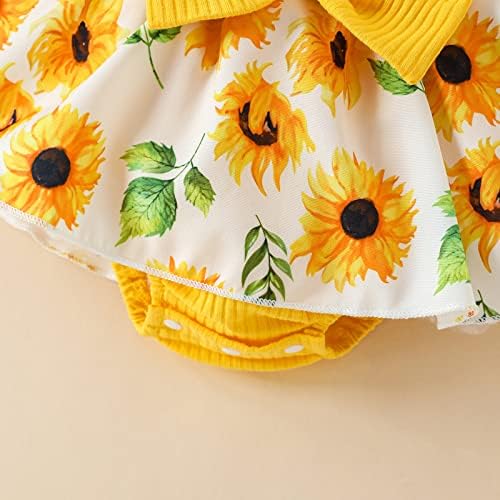 Mubineo Baby Girl Summer Romper Dress with Lace Ruffles Bowknot Headband