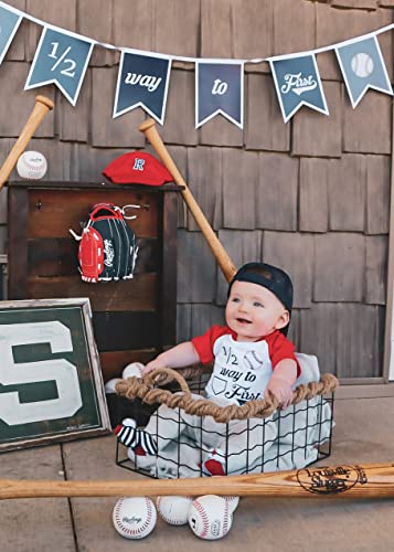 Baseball Cap Print T-Shirt Personalized First Half Birthday Set 6 Month Unisex