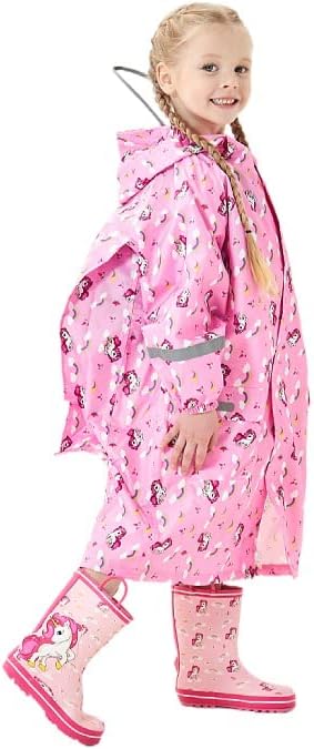 Fewlby Kids Waterproof Raincoat for School