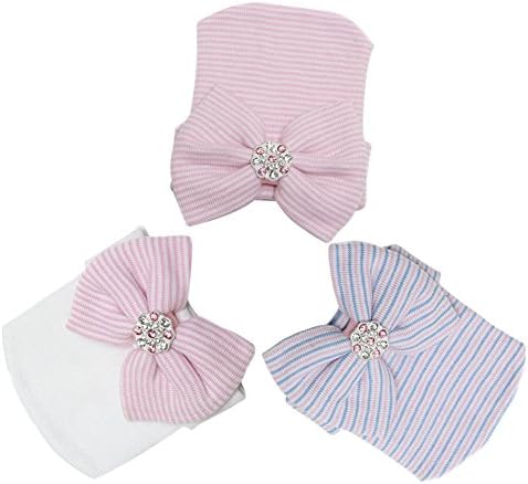 DRESHOW Newborn Hospital Baby Hat with Big Bow