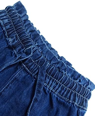 KIDSCOOL SPACE - Thin Wide-Leg Ribbed Elastic waistband Jeans for Kids