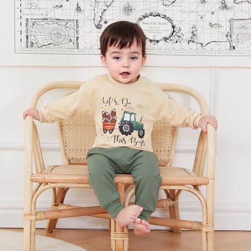 Tractor Letter Fall Winter Outfit for Baby Boys