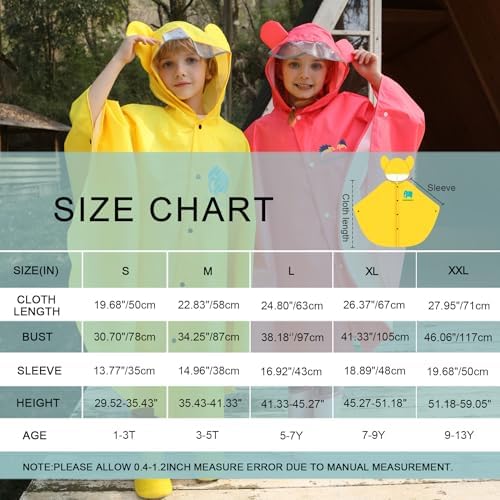 AIWUHE Kids Cartoon Rain Poncho - Waterproof and Stylish Rain for Kids
