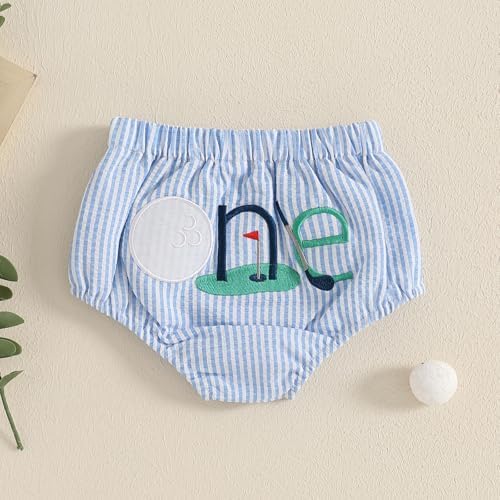 Infant Boy Girl Golf Shorts Hole in One Stripe Elastic Wasit Bloomers