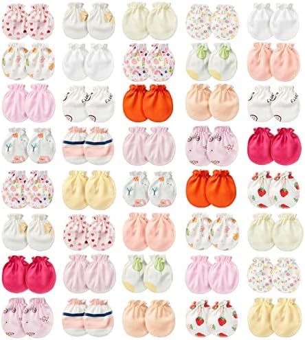 Geyoga 40-Pair Soft Mittens for Babies No Scratches Cute Design