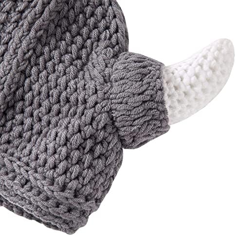 Fashionable Viking Hat with Horns Stretchy Knit Cap