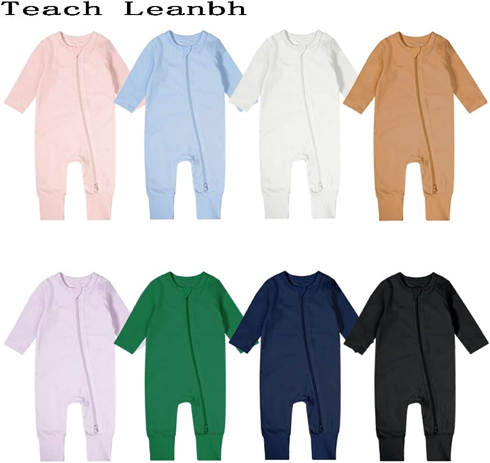 Teach Leanbh Baby Pajamas - Soft Breathable Bamboo-Fiber Rompers with 2-Way Zipper
