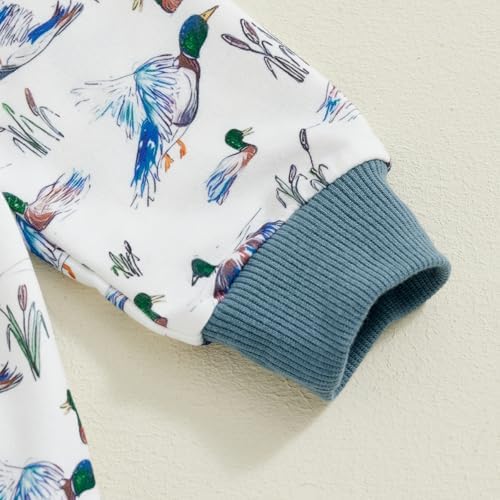 Pudcoco Toddler Fall Outfit Set - Mallard Duck Embroidery