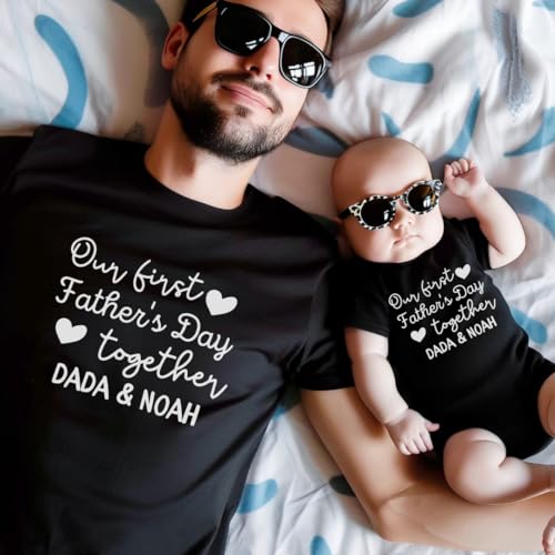 1st Fathers Day Matching Shirts for Dad Baby