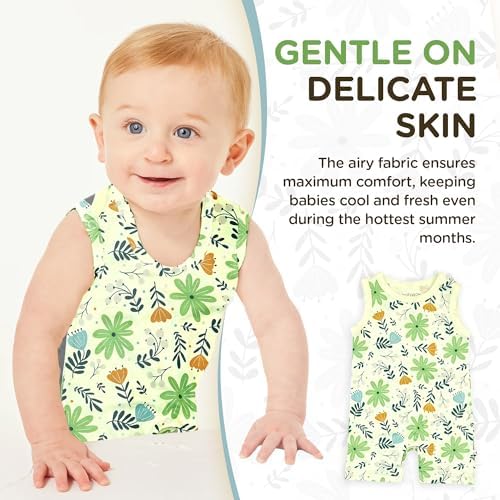 Babysoy Unisex Tank Romper for Little Ones Soft Playful Durable