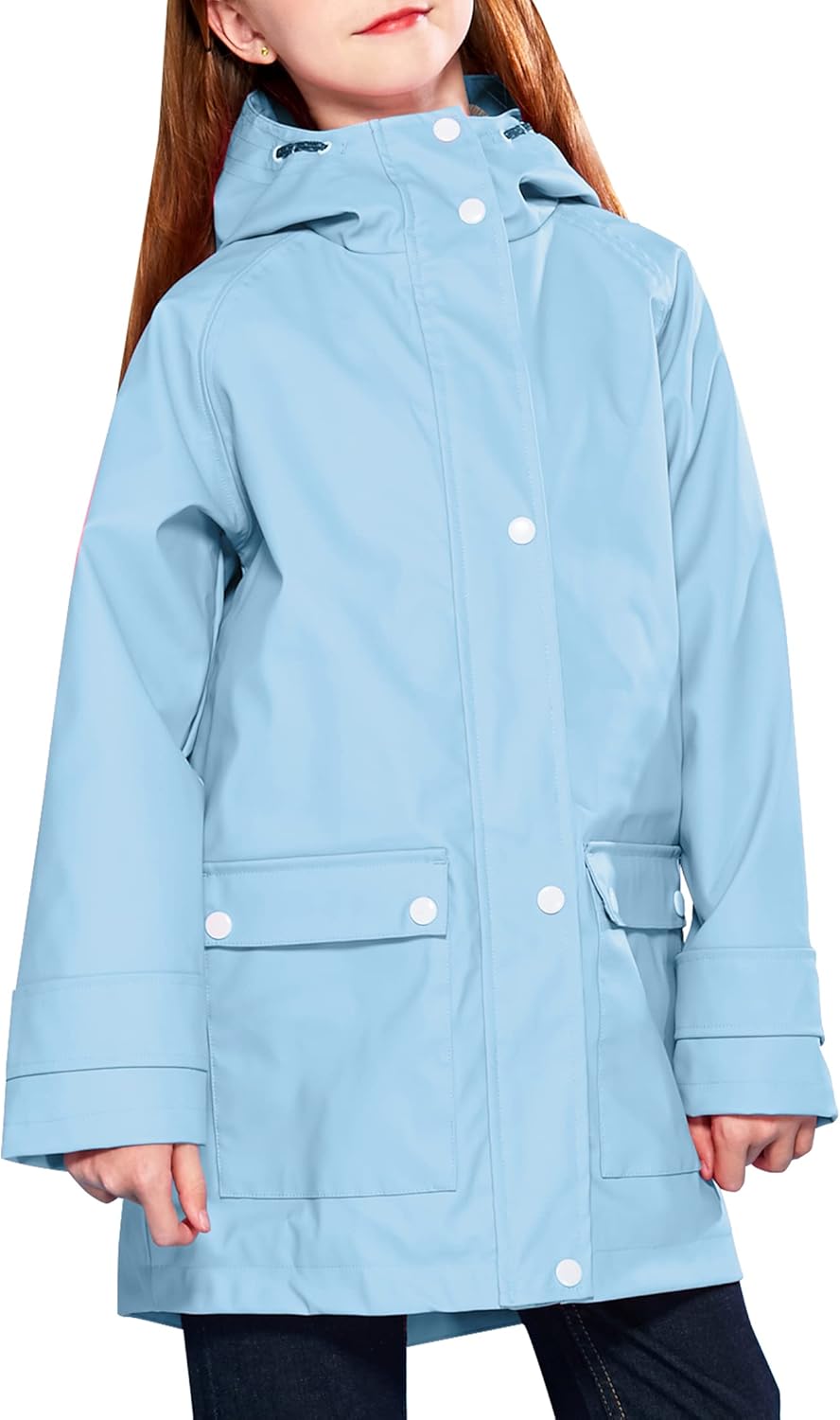 MAOO Garden Girls Boys Rain Jacket Lightweight Waterproof Hooded
