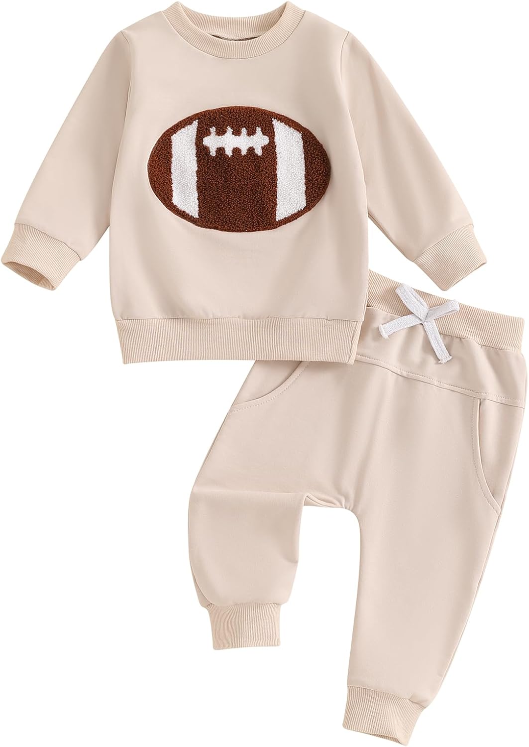 Endorothii Toddler Boys Rugby Football Embroidery Sweatsuit Set