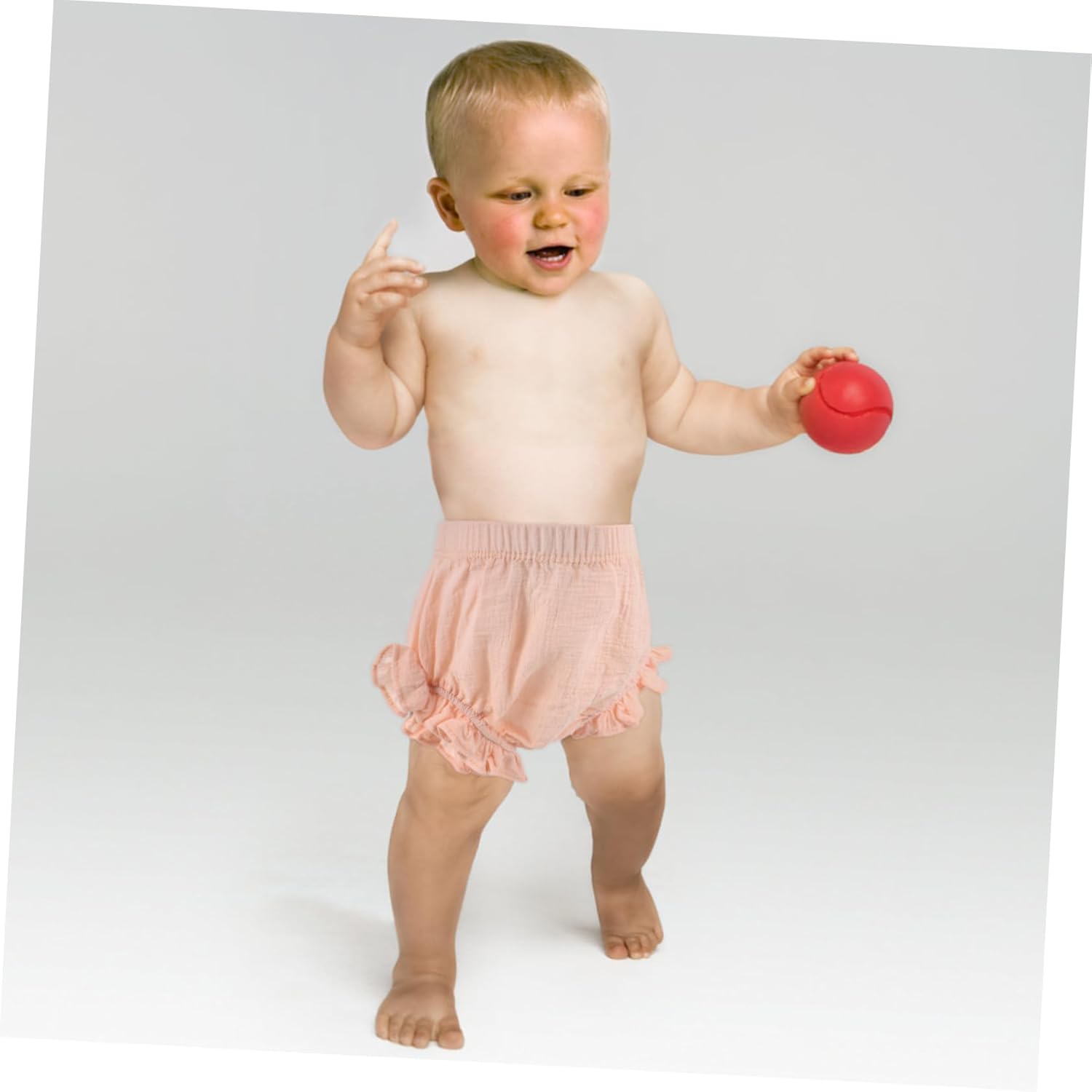 Stylish Solid Cotton Linen Briefs for Baby Girls Pink