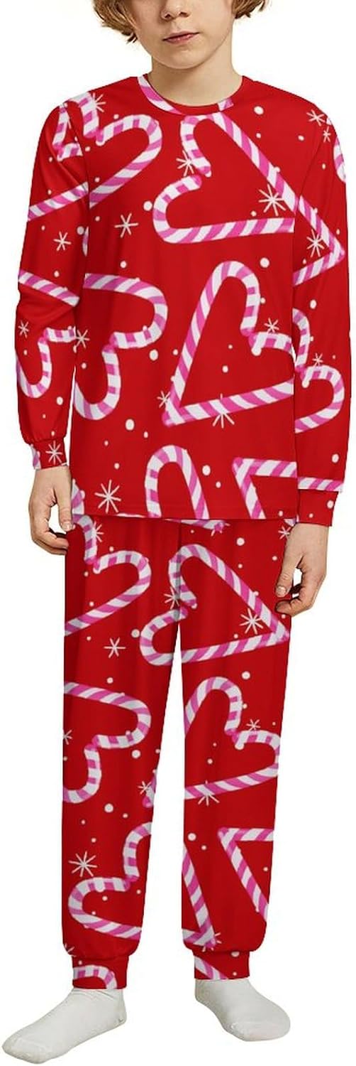 MEIKKO Candy Cane Thermal Underwear For Kids - Unisex Sleepwear