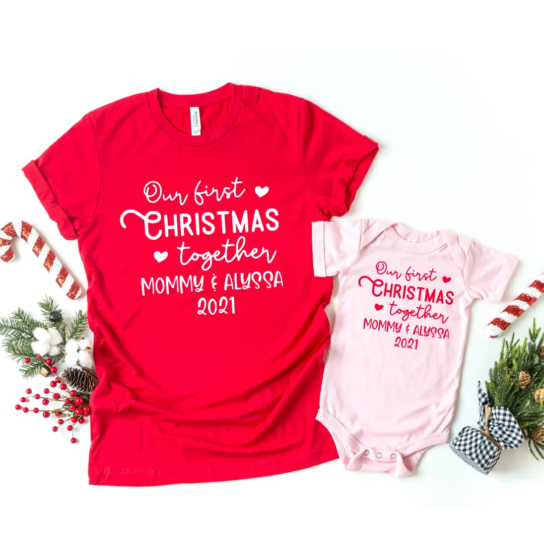Warm Cozy First Christmas Together Pajamas for Mommy Me