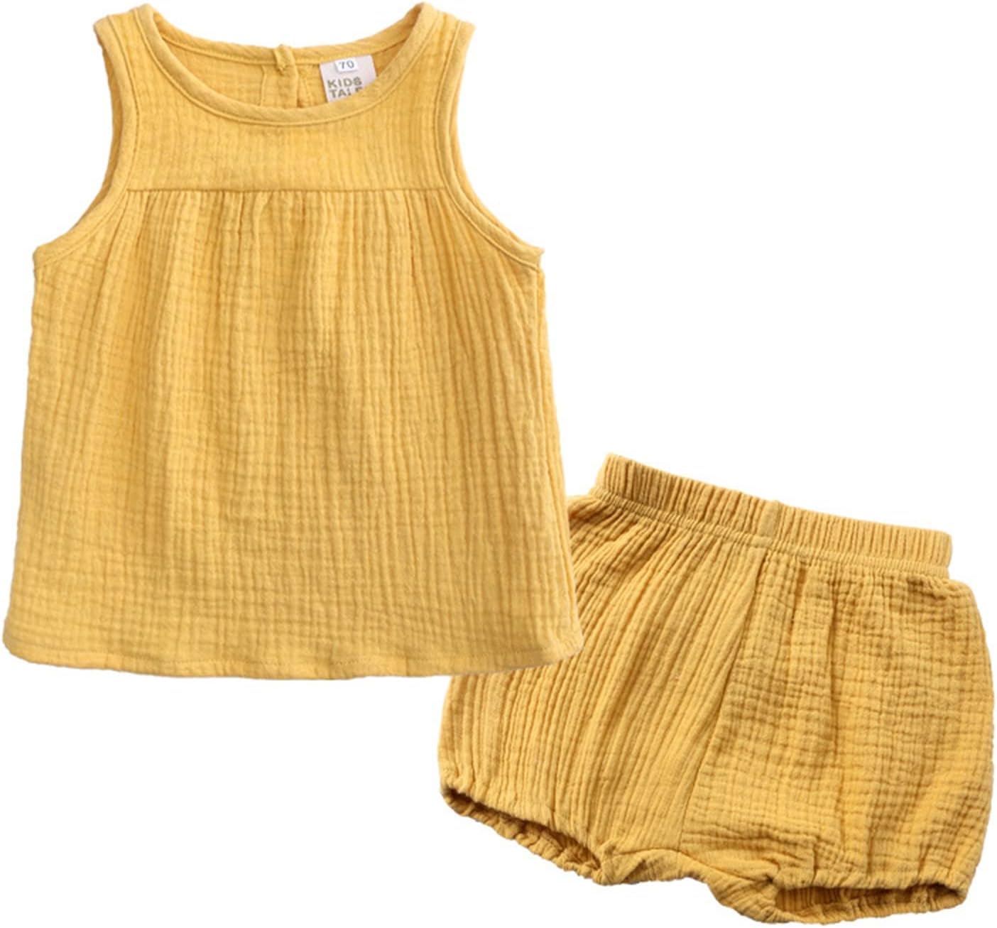 Cute Summer Sleeveless Top Shorts Set for Baby Girls