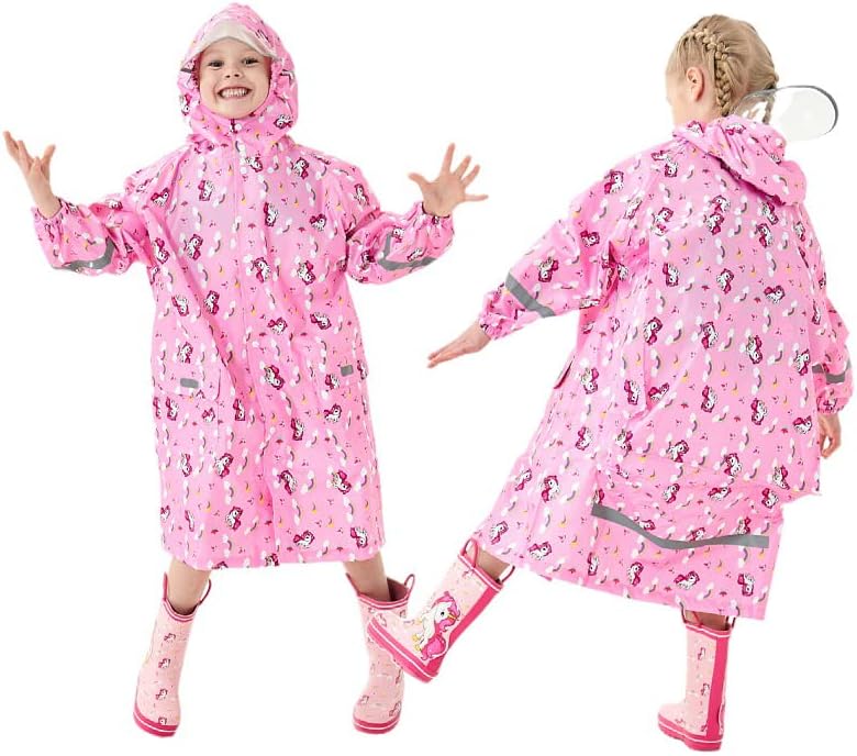 Fewlby Kids Waterproof Raincoat for School
