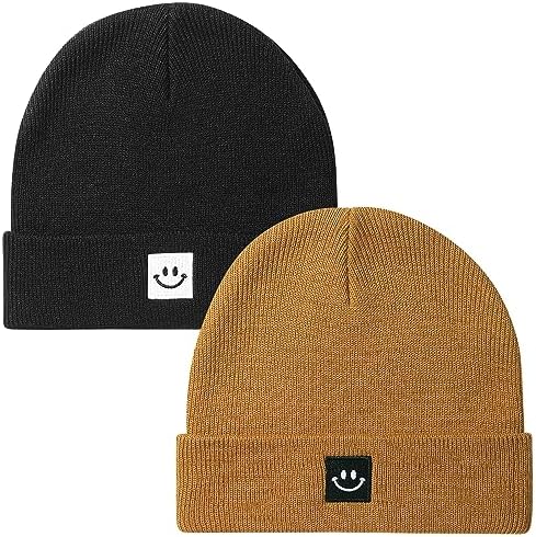 2-Pack of Lightweight Knit Toddler Beanies for Growth