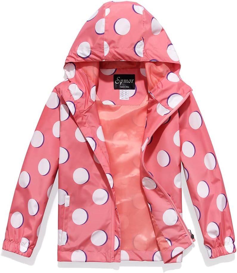 Spmor Boys Girls Rain Jackets - Waterproof Hoodie for Kids