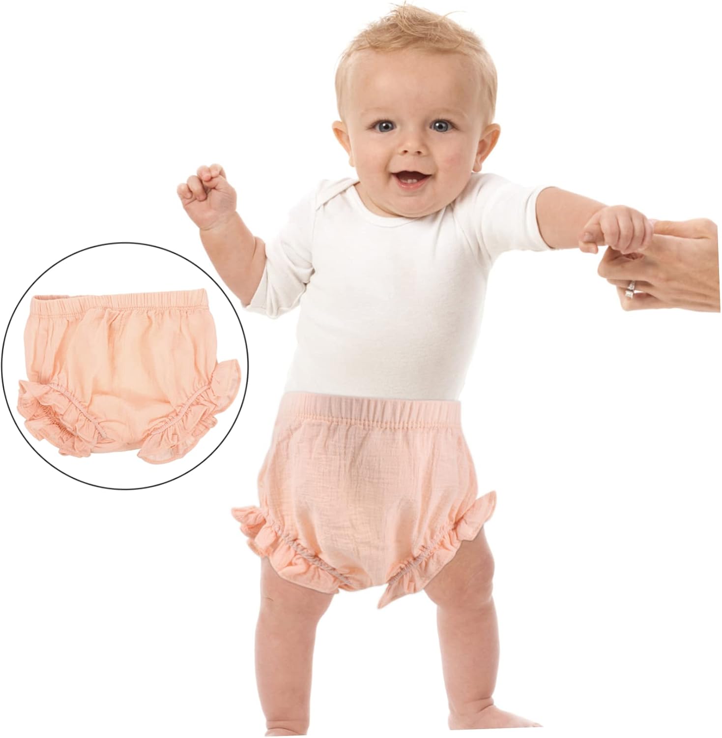 Stylish Solid Cotton Linen Briefs for Baby Girls Pink