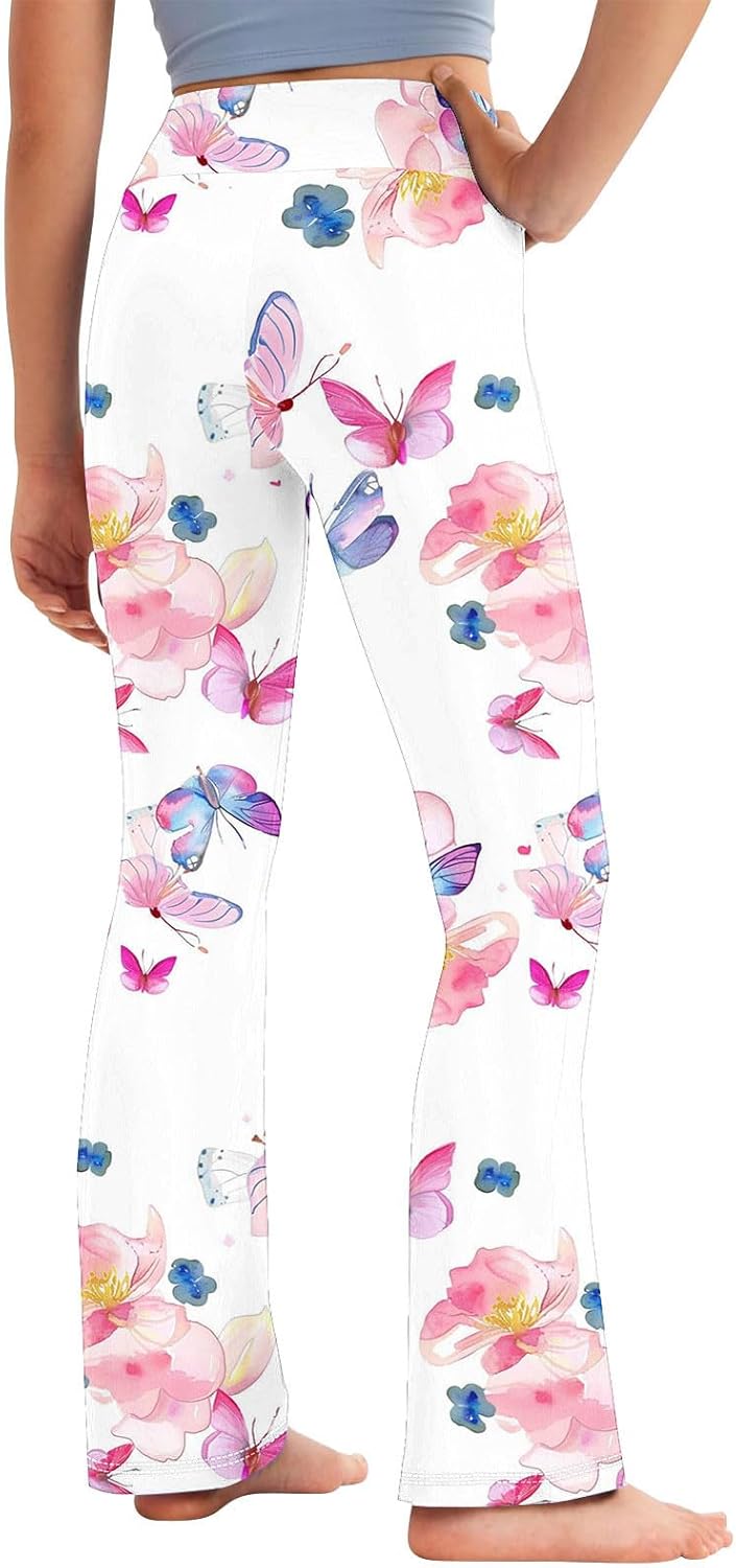 Floral Printed Straight Leg Yoga Pants for Toddler Girls