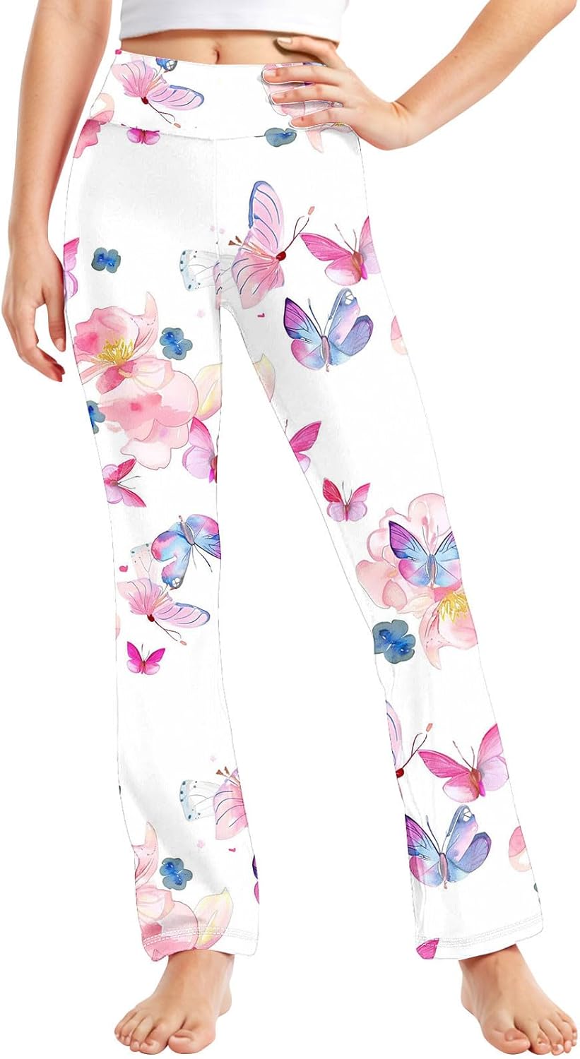 Floral Printed Straight Leg Yoga Pants for Toddler Girls