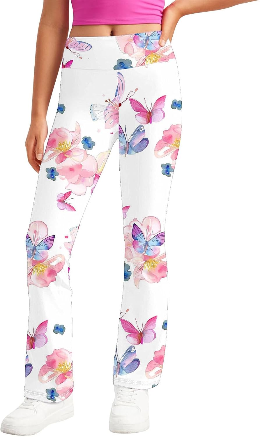 Floral Printed Straight Leg Yoga Pants for Toddler Girls