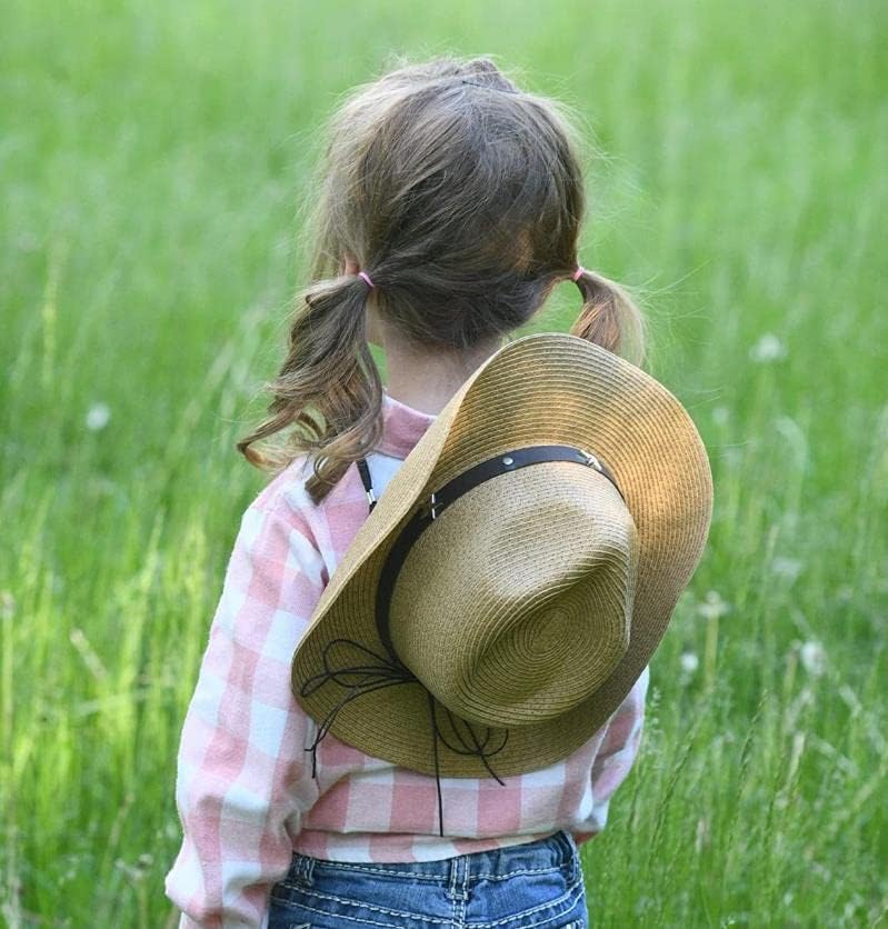 Vikodah Kids Cowboy Straw Hat for Boys Girls Summer Sun Protection