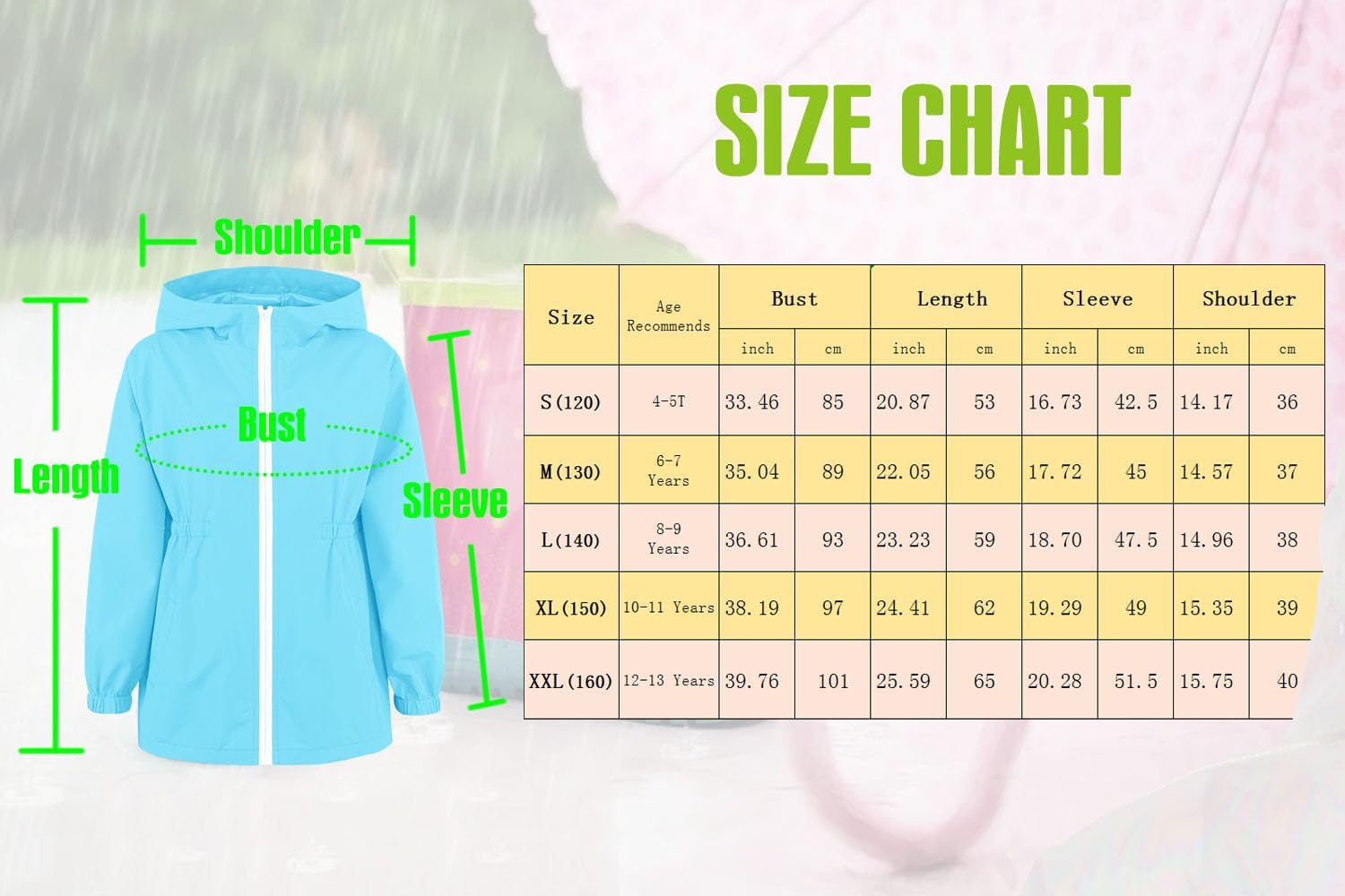 Modafans Boys Girls Lightweight Waterproof Rain Jacket - Stay Dry and Comfortable