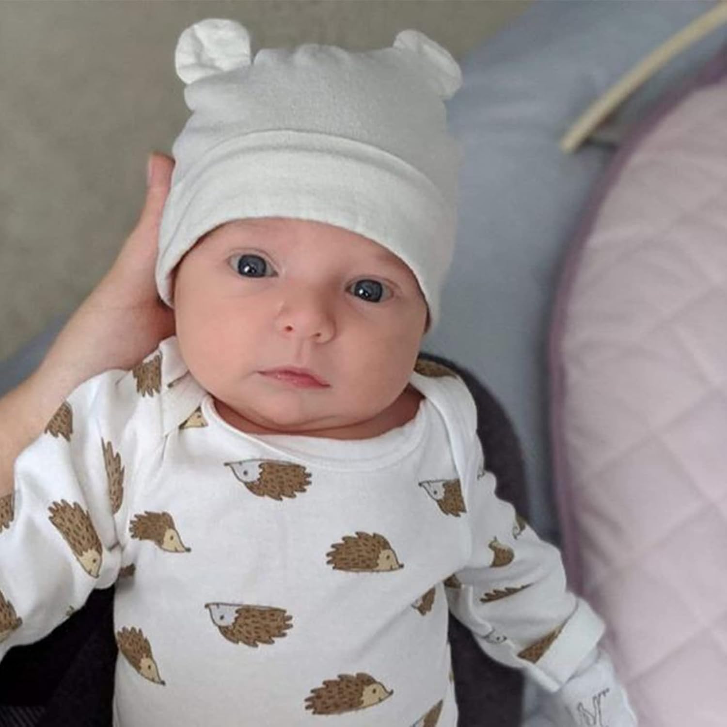 DRESHOW Newborn Baby Bear Ears 4 Set Hats Mittens 100 Cotton