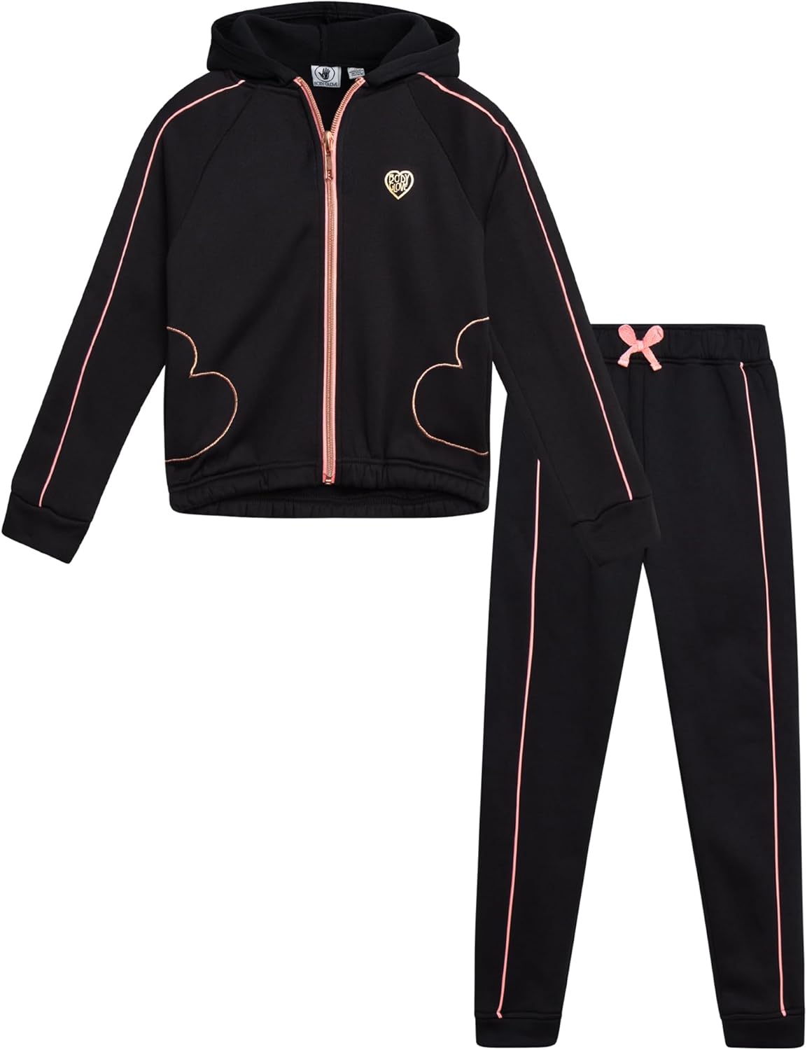 Body Glove Girls Jogger Set - 2 Piece Fleece Sweatshirt and Sweatpants 7-12