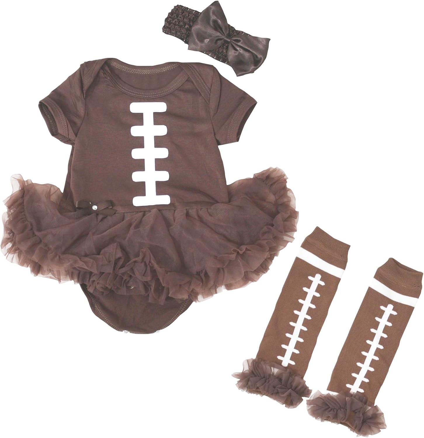 Petitebella Rugby Print Brown Bodysuit for Baby Girls