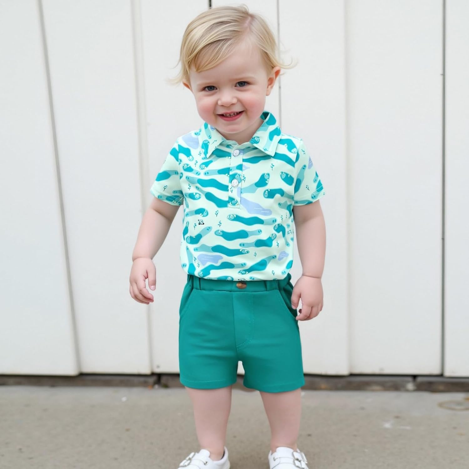 Chloefairy Toddler Boys Golf Outfit 2-Piece Set