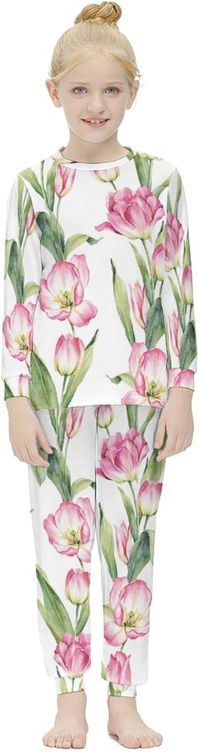 Mini Yellow Flower Pajama Set for Girls - Soft Stretchy and Fashionable