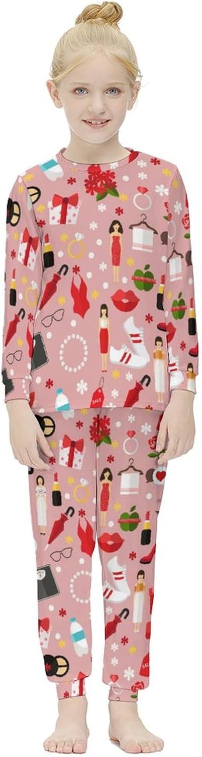 Girls Thermal Underwear Set Kids Long Johns Lined Base Layer