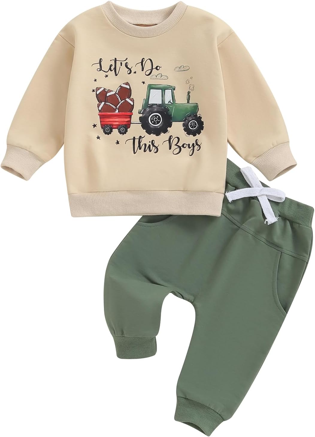 Tractor Letter Fall Winter Outfit for Baby Boys