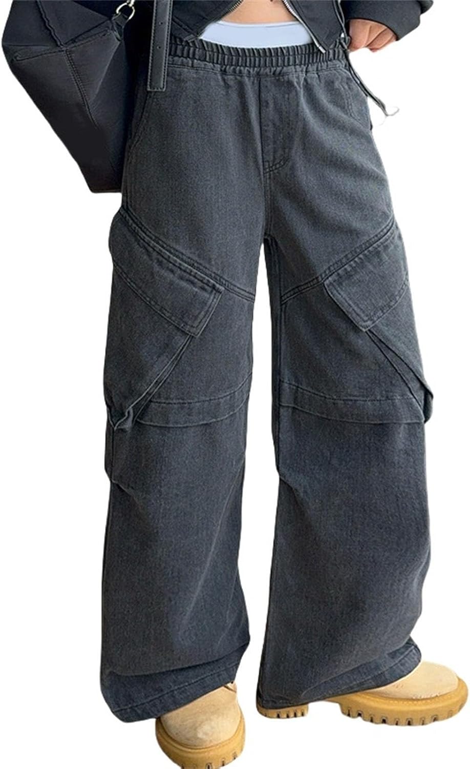 Generic Baggy Denim Cargo Pants for Girls