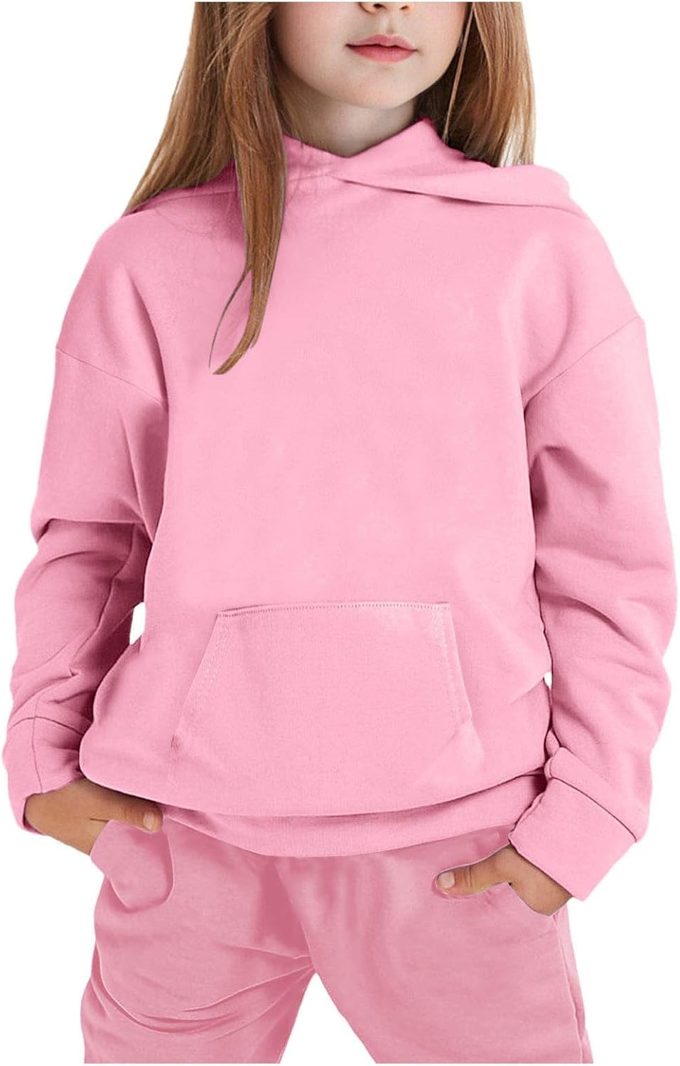 Kids Spring Outfit Set Pink Solid