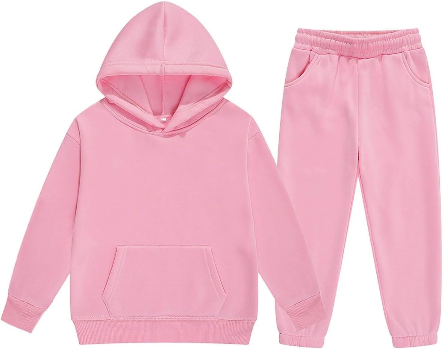Kids Spring Outfit Set Pink Solid