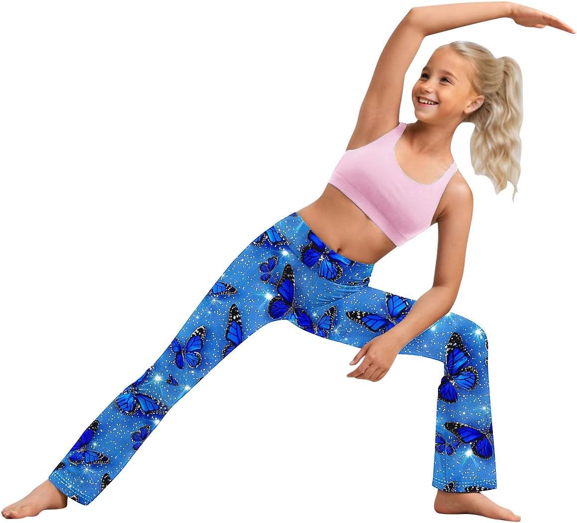 Floral Printed Straight Leg Yoga Pants for Kids 2-13