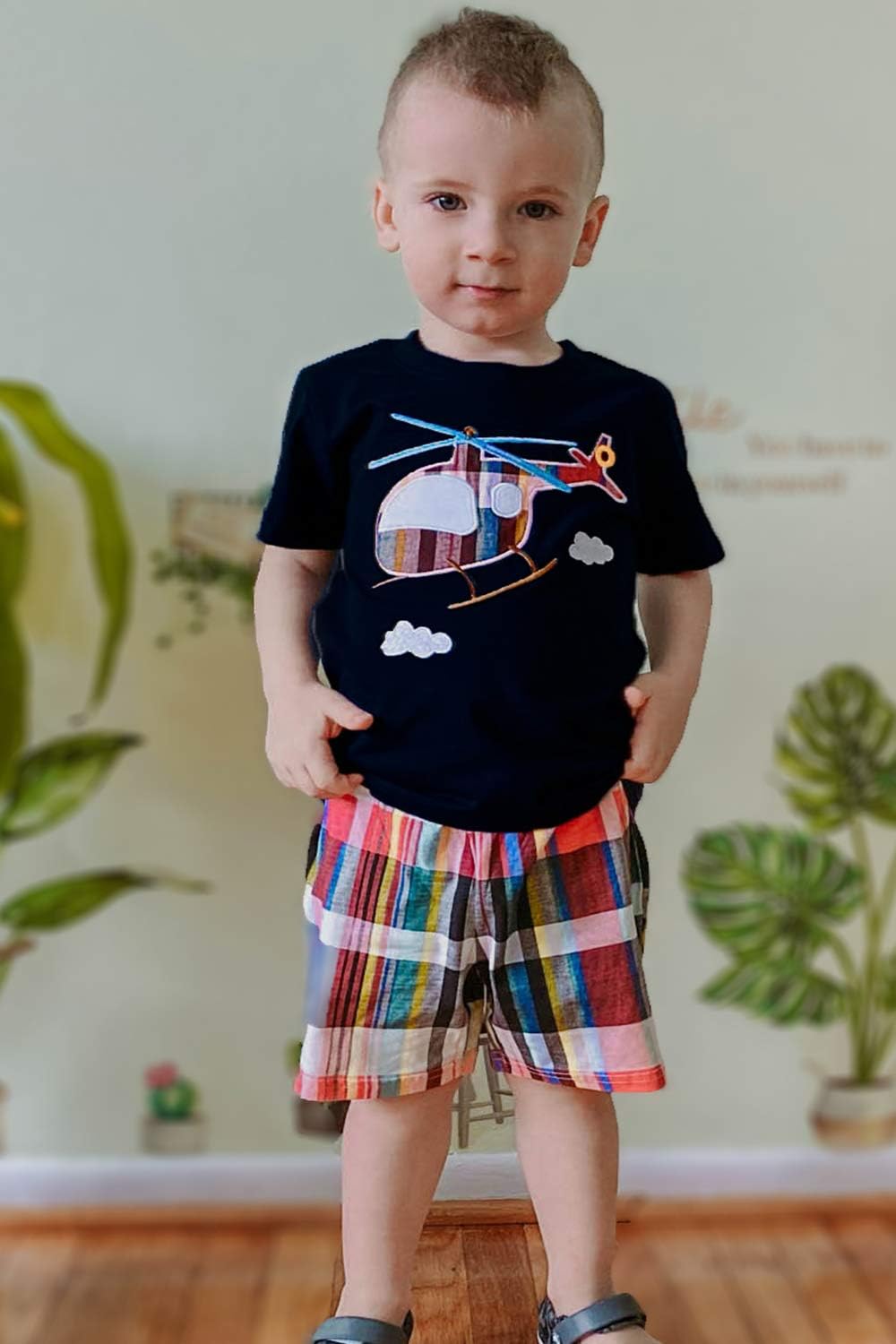 Toddler Boy Comfortable Short Set with Dinosaur Truck Design
