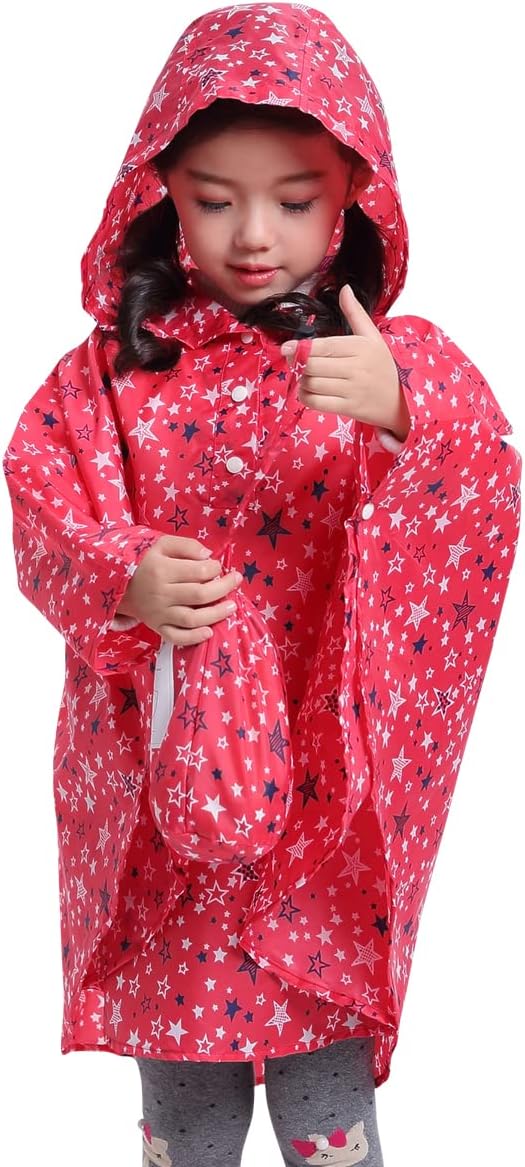 Spmor Kids Rain Poncho Hoodie - Waterproof Fashionable Perfect for Wintertime