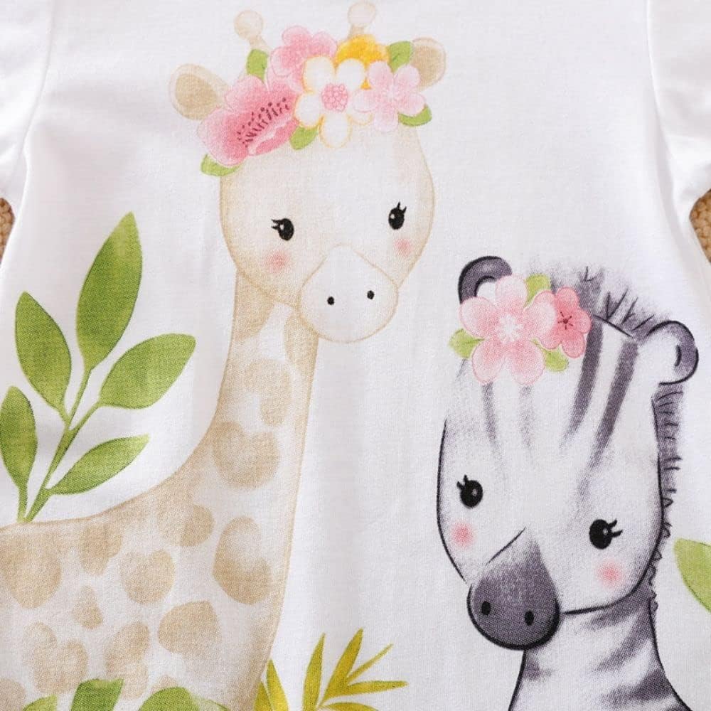 Cute Giraffe Zebra Floral Print Romper One-Piece for Baby