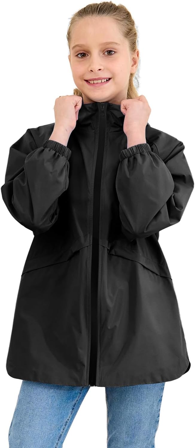 MODAFANS Boys Girls Rain Jacket Waterproof Liner Hoodie