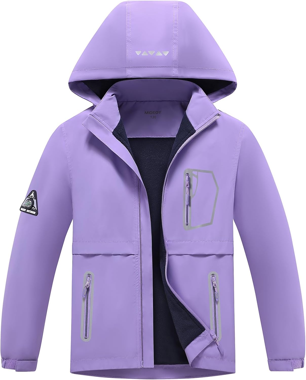 MGEYO Boys Girls Waterproof Fleece-Lined Rain Jacket